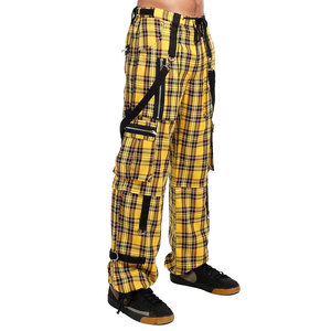กางเกงพังก์สไตล์โกธิคสำหรับผู้ชาย ลายสก๊อตสีเหลืองตัดกับสายสีดำ แฟชั่นใหม่ 2026 - Product Image 2