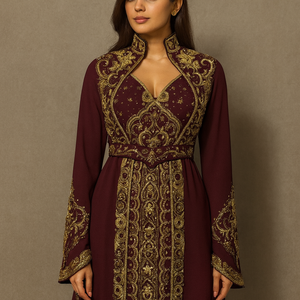 Nouvelle collection de robes caftan brodées à la main, vêtements islamiques respirants pour les fêtes de mariage - Product Image 1