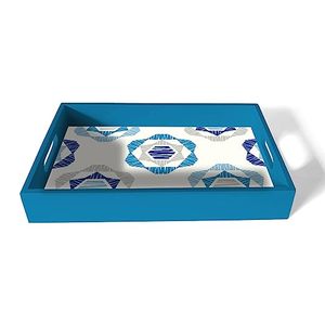 Bandeja de servicio de madera con estampado de Meena personalizada y cuadrada, estampados de último diseñador decorativos elegantes esmaltados altos para uso doméstico en la cocina - Product Image 4