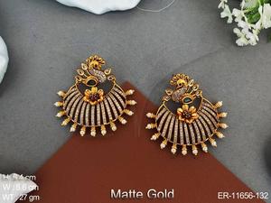 Kemp Jewelry Matte <b>Gold</b> Polish Jewelry Accessories Women Beautiful Kemp Fancy Design Designer Wear Party Wear Kemp <b>Earrings</b> <b>Set</b> - Product Image 2