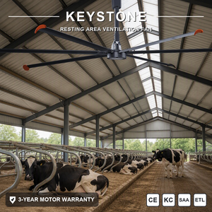 พัดลมเพดาน HVLS แบบ Keystone Maintenance Friendly สำหรับพื้นที่พักผ่อนแบบหลายแถว ให้การไหลเวียนของอากาศในระยะไกล - Product Image 1