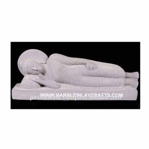 Statue de bouddha en marbre blanc, décoration murale - Product Image 1