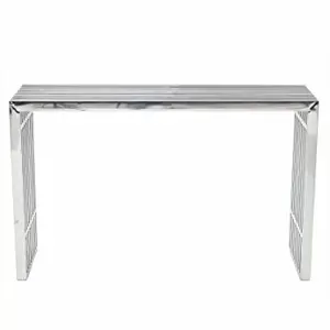 Console moderne en métal plaqué argent Console moderne de luxe en acier inoxydable Table basse de qualité supérieure à vendre - Product Image 1