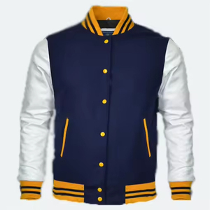 Veste bomber d'hiver pour homme 4XL, style varsity, en peau de mouton, fine, à capuche, coupe-vent, style hip hop, manches en nylon, broderie, poche avant - Product Image 1