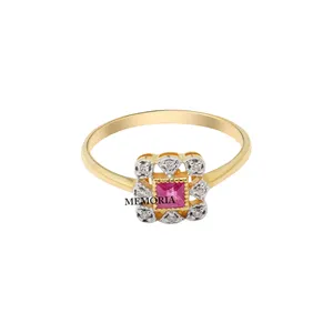 精致公主切割红宝石耀眼钻石戒指漂亮方形订婚戒指14k黄金戒指异国饰品