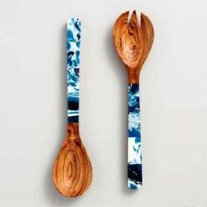 Natural Mango Wood Resin Handle American Style Durable Heat Resistant Dishwasher Safe Dinnerware Sets Spoon Kit LODI IMPEX - Product Image 1