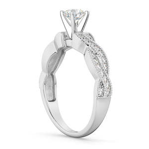 Anillo de Compromiso de Oro Blanco de 14K con Diamante Cultivado en Laboratorio con Diseño Infinito Trenzado, Anillo de Diamante Solitario de 0.50ct, Regalo para Ella, Anillo de Bodas - Product Image 2