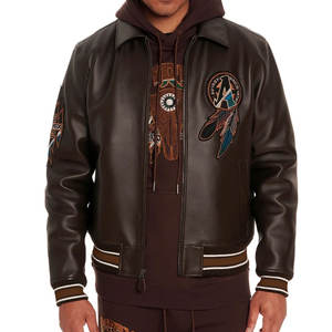 Collection d'hiver Veste en cuir de vache imperméable Couleur pure de marque Style motard de la rue Couleurs personnalisées - Product Image 3