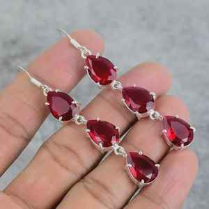 Pendientes de Rubelita Rosa, Plata de Ley 925, Oro, Gema en Forma de Pera, Diseño Bonito, Joyería Hecha a Mano, Regalo para Mujer, Aniversario, Fiesta - Product Image 2