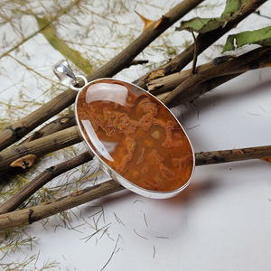 Pendentif en agate rouge du Botswana de forme ovale en argent sterling 925, vente en gros |   Fournisseur en gros de bijoux en pierres précieuses personnalisés - Product Image 3
