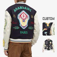 Blouson universitaire homme en chenille polyester/coton de haute qualité, col rond, un seul bouton, personnalisable sur le devant, décontracté, imperméable, pour le printemps