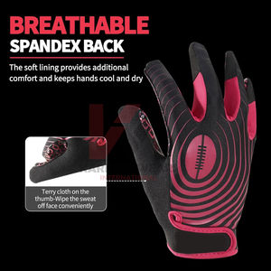 Gants de football américain personnalisés en gros, gants de receveur à haute adhérence pour hommes, femmes et enfants, gants de football américain - Product Image 4