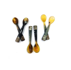 100% véritable cuillère en corne de buffle 4 pièces Offre Spéciale professionnelle véritable corne naturelle sel et sucre cuillère à thé - Product Image 3