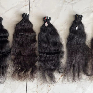 100% Natural Raw Unprocessed <b>Curly</b> Indian Temple Remy Hair <b>Extension</b> Single Donor Machine Double Weft Cuticles Aligned Flat Weft - Product Image 1