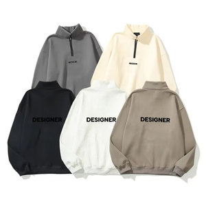 Sudadera con capucha y cremallera unisex de alta calidad OEM con bordado de cuello simulado y sudaderas personalizadas con estampado de logotipo para invierno - Product Image 1