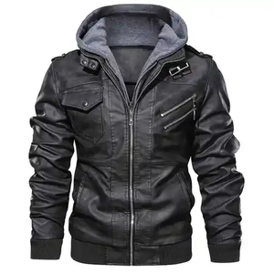 Chaquetas de Cuero Vacuno para Hombre, Estilo Urbano, Manga Larga, Impermeables y Resistentes al Viento, Colores Sólidos, para Invierno - Product Image 5