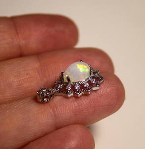 Pendentif en opale éthiopienne blanche pierre précieuse naturelle pendentif en cristal de réglage en argent bijoux faits à la main cadeau pour elle - Product Image 6