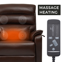 Chaise élévatrice électrique en cuir 1 Pc pour personnes âgées à plat double moteur Position infinie avec Massage thermique Table de plateau côté gauche