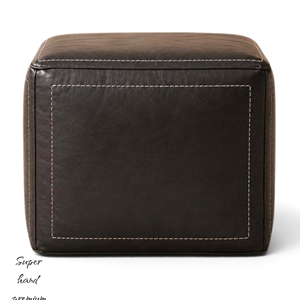 Brown Genuine Leather Handmade Durable Storage Ottoman Cube <b>Stool</b> Modern Midcentury Antique Accent Seat for <b>Bedroom</b> Hotel Villa - Product Image 2