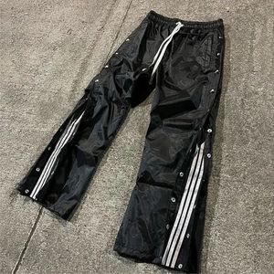 Nouvel arrivage de pantalons de survêtement vintage délavés Streetwear Pantalon de survêtement en strass avec bouton personnalisé et effet soleil sur le côté - Product Image 5
