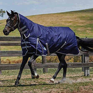 Mantas para Caballos Azules Cómodas, Material de Algodón Sintético Duradero, Manta Impermeable para Invierno y Verano - Product Image 1