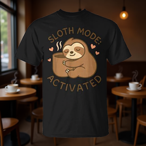 T-shirt Mode Activé pour Amateurs de Café - Animal Mignon Paresseux - Mode Sloth On - Pour les Amateurs de Café - Product Image 3