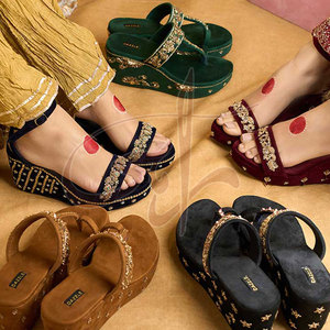 Sandalias de Tacón Personalizadas de Estilo Único, Color Sólido, Nuevo Diseño, Hechas a Mano Profesionalmente, Parte Superior de Terciopelo Antideslizante, Suela de Cuero Genuino - Product Image 5