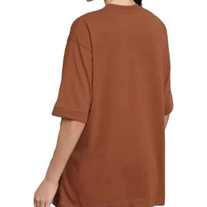 Camisetas de gran tamaño con cuello redondo de media manga de alta calidad para mujer, camisetas sólidas de talla grande con logotipo de verano informal para mujer - Product Image 3