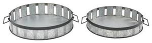 Round Galvanized Steel Trays <b>Set</b> of 2 in Galvanized Steel Black Decorative Standard With Tray Metal Galvanized Steel - Product Image 3