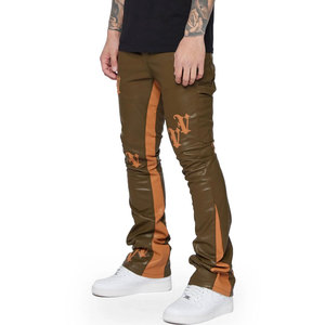 Pantalon de moto en cuir personnalisable pour hommes, dernier modèle avec taille élastique, pleine longueur, taille moyenne, service OEM disponible - Product Image 5