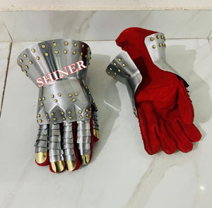 Guanteletes de armadura Guantes de acero Par de armadura | Traje de caballero medieval | Guantelete de metal de Guerrero Guanteletes usables funcionales de plata - Product Image 6