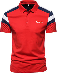 เสื้อโปโลบุรุษฤดูร้อนลําลองเย็บแผงโลโก้พิมพ์ปุ่มเสื้อโปโลแขนสั้นเสื้อแผงสี - Product Image 4
