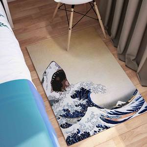 Alfombra Impresa - Diseño Moderno Abstracto de Onda de Tiburón, Antideslizante para Interiores, Alfombra de Chenilla - Product Image 5
