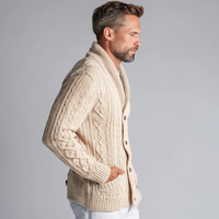 Cardigan en laine et cachemire respirant pour homme, col rond, boutons recouverts, coupe ample, manches longues, haute qualité, personnalisé