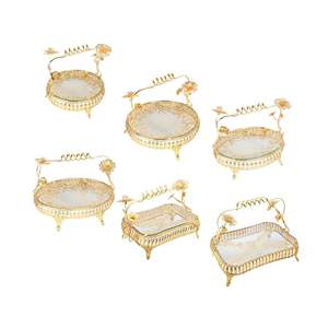 Bulk India Crystal Metal Eco-Friendly Durable Serving Tray Platter Decorative Dining <b>Display</b> <b>for</b> Serving Treats Gatherings - Product Image 1