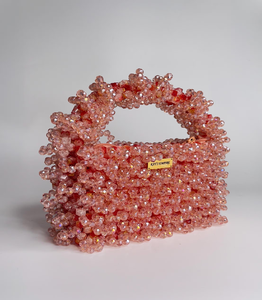 Elégante pochette perlée à facettes orange vif et magenta avec bandoulière amovible en chaîne dorée, au prix de gros - Product Image 2