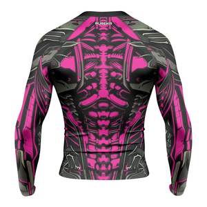 Soft fabric <b>bjj</b> <b>rashguard</b> lightweight stretch compression custom logo mma grappling training top - Product Image 4