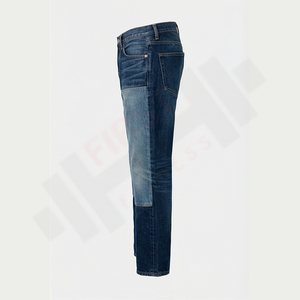 2025 New Men's Straight Leg <b>Jeans</b> European American Street Fashion Washed <b>Elastic</b> Patch Trousers 100% Cotton OEM Service Bulk - Product Image 3