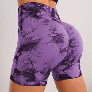 Personnalisé Tie Dye Yoga Shorts pour Femmes Sexy Gym En Plein Air Fitness Pantalon Confortable Taille Haute Élastique Serré Sport Pantalon Gym - Product Image 6