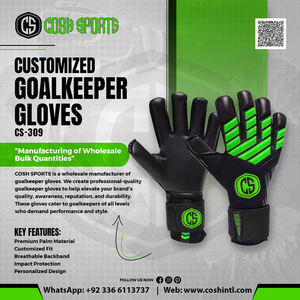 Gants de gardien de but personnalisés COSH CS Sports, noir et jaune fluo, respirants, réglables, pour extérieur, avec dos en latex gaufré et protection des doigts - Product Image 6