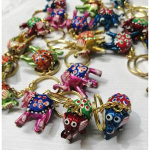 Porte-clés éléphant indiens faits à la main, petits éléphants, lot en gros, mousquetons et porte-clés promotionnels peints à la main - Product Image 3
