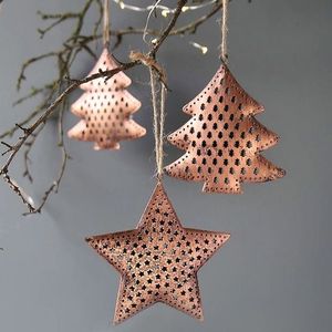 Designer Metal High Quality Leaf Design Set of 4 Christmas Decoration Hanging for <b>Tree</b> Ornament - Product Image 5