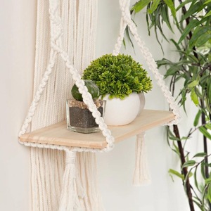 Boho Macrame Hanging <b>Shelf</b> Unique Handmade Home <b>Decor</b> Accent <b>for</b> Displaying Plants <b>Books</b> and Decorative Accessories - Product Image 1