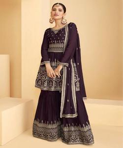 Festival attrayant porter georgette broderie séquence codage travail haut palazzo avec dupatta prix de gros vêtement ethnique ApparelGarment - Product Image 6