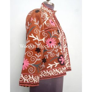 vintage Custom Made Embroidered cotrise Jackets with Cotton Filled Artisan Craftsmanship Windproof Multi Coloured jacket - Product Image 4