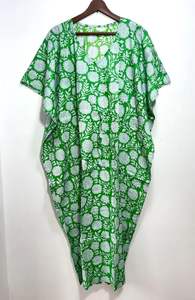 100% puro algodón hermoso Boho Floral Kaftan bata hasta el suelo Maxi verano ropa de dormir hecho a mano vestido Casual Natural regalo perfecto - Product Image 6