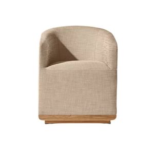 Fauteuil de salon d'extérieur moderne en teck, chaise d'appoint ronde rembourrée, mobilier de jardin confortable pour utilisation sur sol dur - Product Image 6