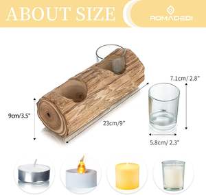 Portavelas de madera, candelabros votivos decorativos para decoración de boda rústica, luces de té, tema de campo, madera flotante - Product Image 5