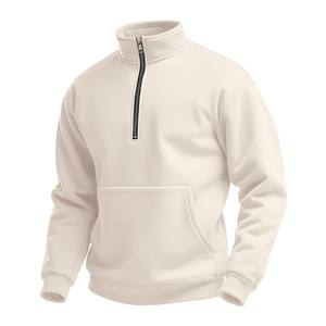 Sweat-shirt à manches longues en tricot gaufré pour homme, col montant, demi-zip, polyester, prix d'usine Chine, printemps automne - Product Image 4