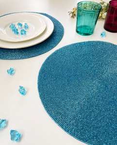 Mantel Individual con cuentas, cargador redondo hecho a mano para comedor de lujo y decoración de vacaciones, pieza única hecha a mano con cuentas, mantel, inauguración de la casa - Product Image 2